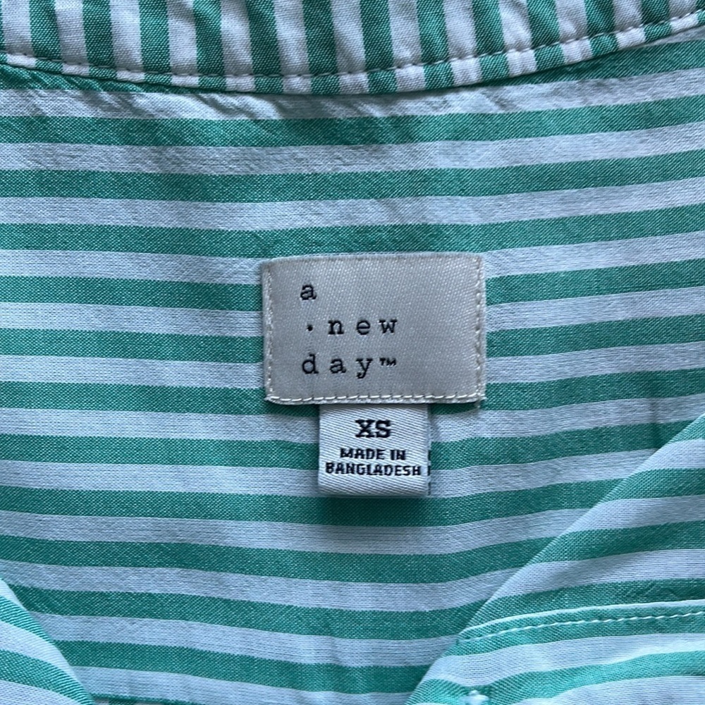 A New Day Striped green and white shirt size XS - Picture 7 of 8